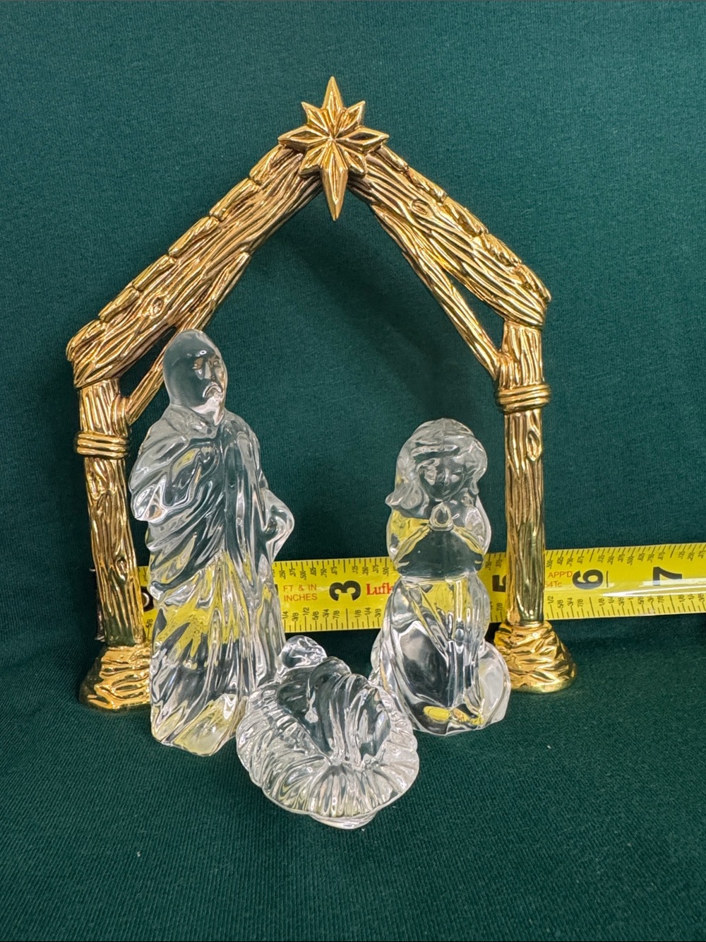 VTG Gorham Crystal & Gold Nativity Set 4 Pc Creche Scene Manger Christmas - Picture 11 of 14
